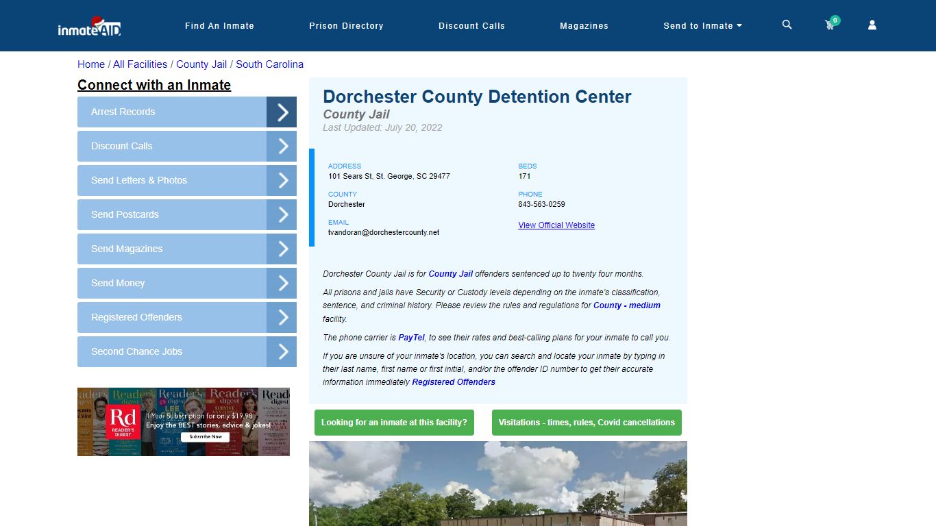 Dorchester County Detention Center - Inmate Locator - St. George, SC
